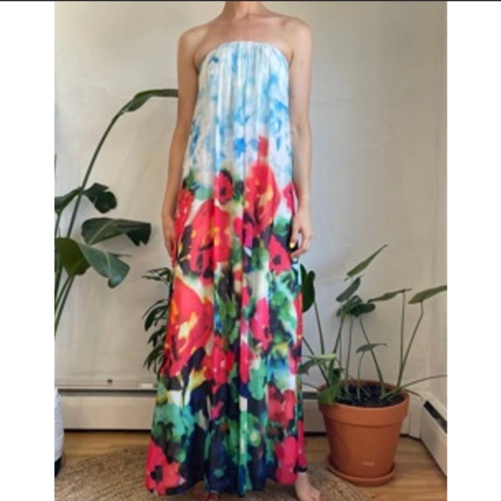 Nicole Miller floral strapless maxi dress size 4